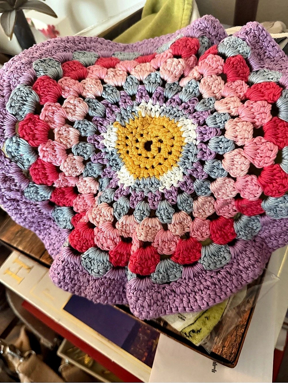 Crochet Accent Doily in Purple & Pink